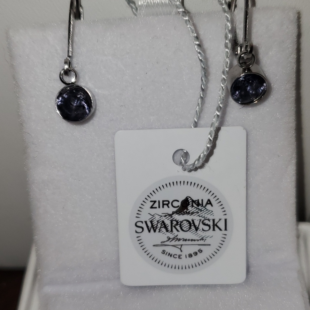 Purple Amethyst Swarovski Crystal Drop Ear…